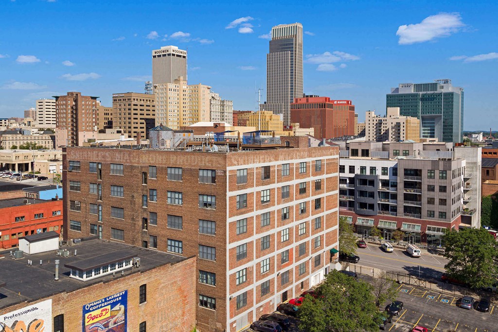 a view of the city from the roof of a building