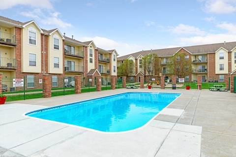our apartments at the district feature a swimming pool and an apartment building