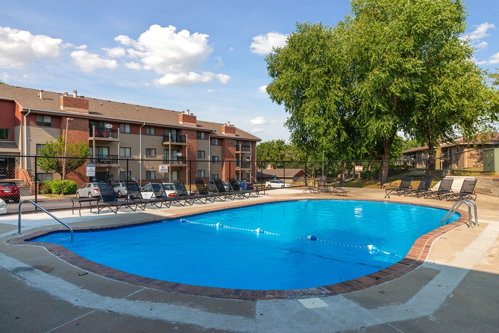 the swimming pool at the falls at rolland park apartments