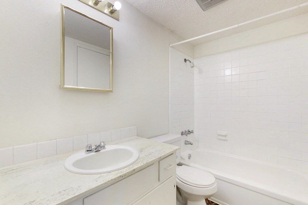 the preserve at ballantyne commons apartment bathroom with tub and sink
