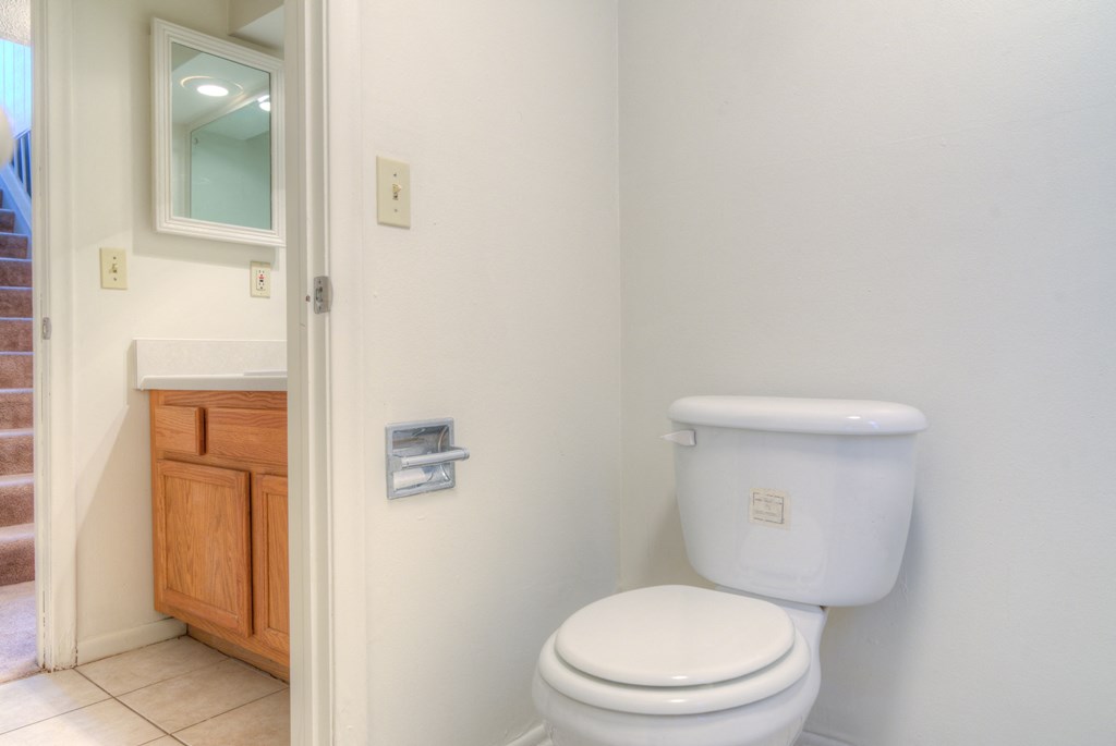 a bathroom with a toilet and a sink and a mirror