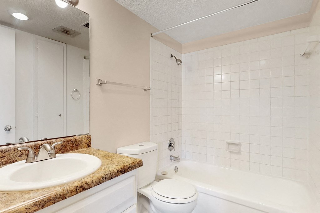 a bathroom with a sink and a toilet and a bath tub