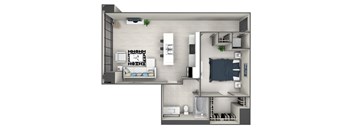 A1 Floor Plan at 220 Meridian, Indianapolis, IN 46204