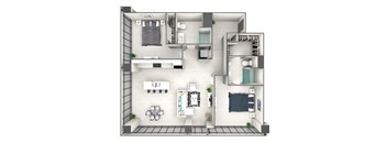 B1A Floor Plan at 220 Meridian, Indianapolis, IN 46204