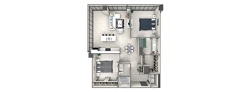 B4 Floor Plan at 220 Meridian, Indianapolis, Indianapolis, IN 46204