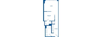 A blueprint of a house with labeled rooms including a living room, bedroom, and kitchen.