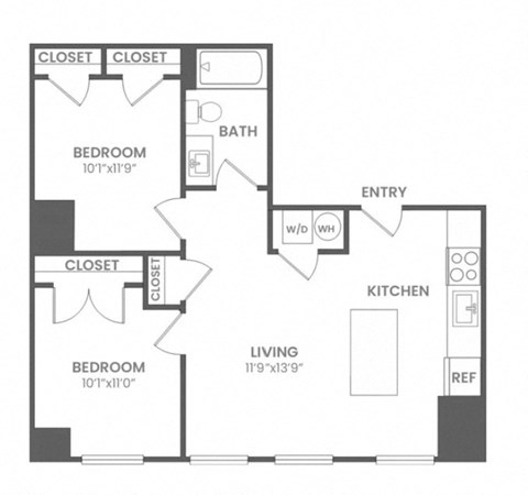 Two Bedrooms One Bathroom