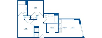 A blueprint of a house layout with labeled rooms.