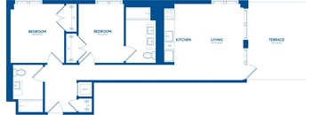 A blueprint of a house layout with labeled rooms.
