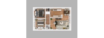 a floor plan of a house with a bedroom and a living room