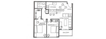 2x1floorplan at Huntington Terrace North Senior, Huntington Beach, 92648