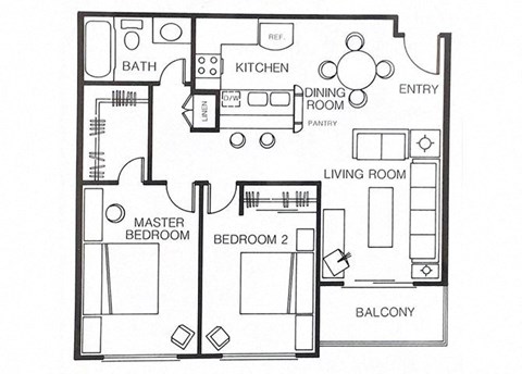 2x1floorplan at Huntington Terrace North Senior, Huntington Beach, 92648