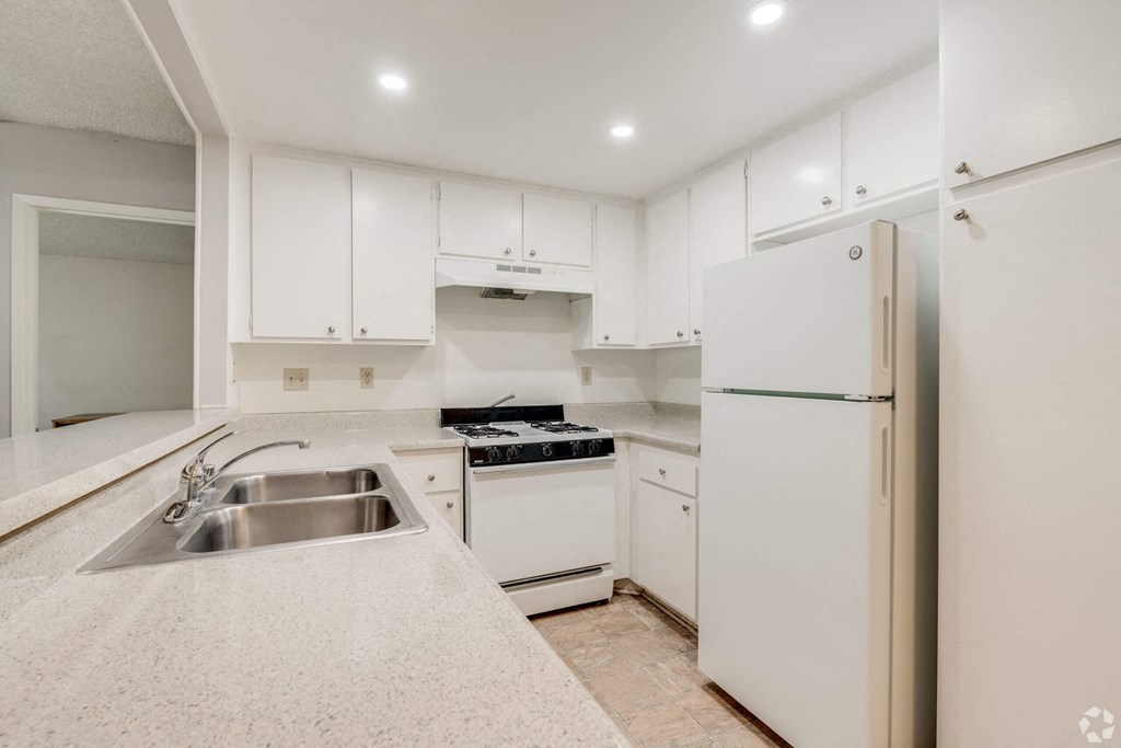 Kitchen With White Appliances at Alosta Place, Azusa, CA, 91702