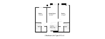 1 Bedroom Floor Plan at International Village UCR Student Housing, Riverside