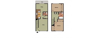2 bedroom 2 bathroom floor plan at Terramonte Apartment Homes, Pomona