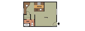 Studio floor plan at Terramonte Apartment Homes, Pomona