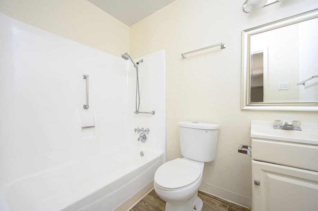 a bathroom with a bathtub and a toilet at Villa Hemet, Hemet, CA 92543