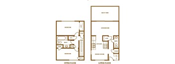 A floor plan of a two-story house with labeled rooms.