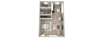 a floor plan of a bedroom with a bathroom and a living room at Sunnymead Apts Apartments, Moreno Valley, 92553