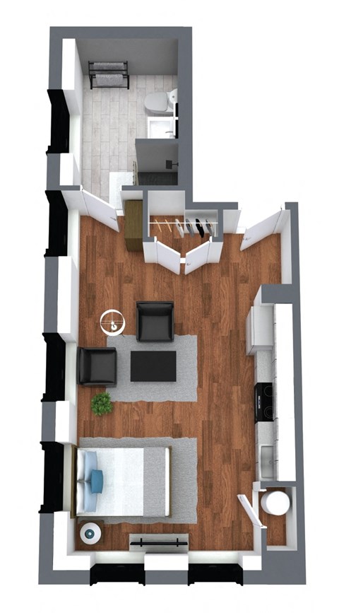 The Commonwealth - Corner Studio apartment