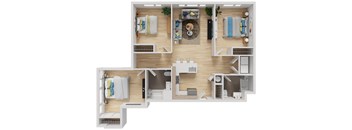 The Maddox at 640 Greenwood Ave Trenton NJ - Three Bedroom Two Bath floor plan