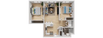 The Maddox at 640 Greenwood Ave Trenton NJ - Two Bedroom One Bath floor plan