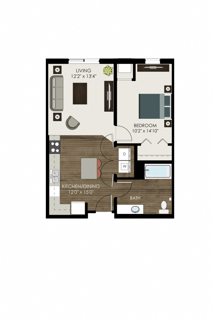 Cape Floor Plan at Victoria Park and V2 Apartments, St. Paul, Minnesota