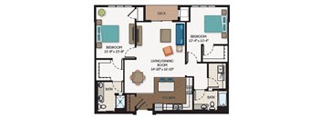 2 Bed 2 Bath Floor Plan at The Flats at Cedar Grove, Minnesota