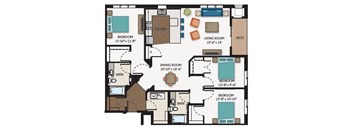 2 Bedroom 2 Bath Floor Plan at The Flats at Cedar Grove, Minnesota, 55122
