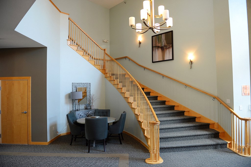 a view of the stairway in the building at Hearthstone Apartments and Townhomes, Apple Valley, MN