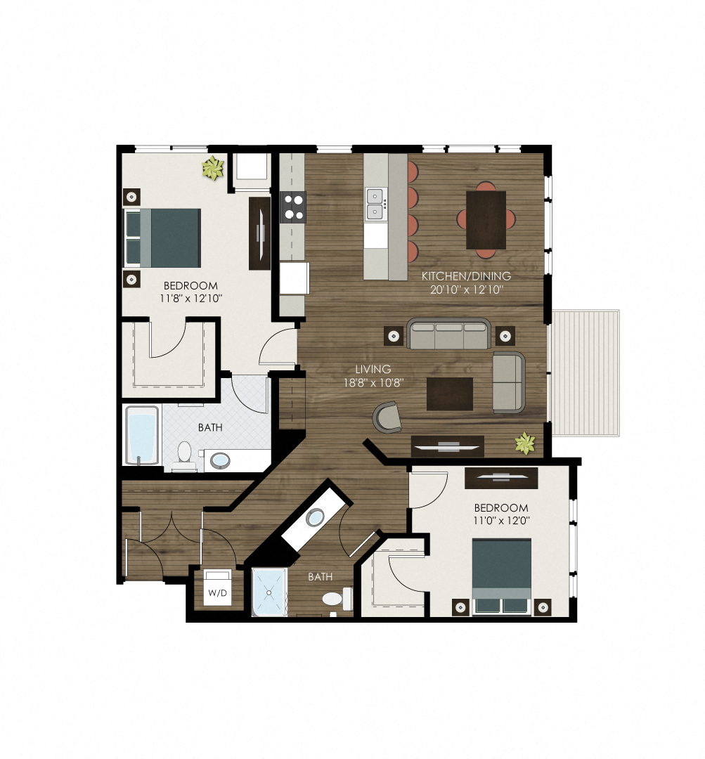 Compass - Even Floor Plan  at Victoria Park and V2 Apartments, St. Paul, 55102