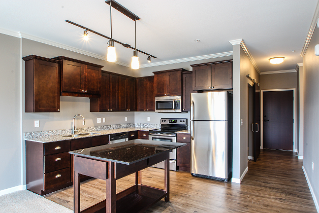 2 Bedroom Apartment with Center Kitchen Island  at Victoria Park and V2 Apartments, St. Paul, MN