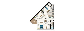 A house floor plan with a deck and a bathroom.