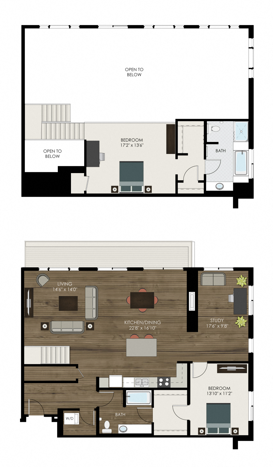E2 Floor Plan at Victoria Park and V2 Apartments, Minnesota, 55102