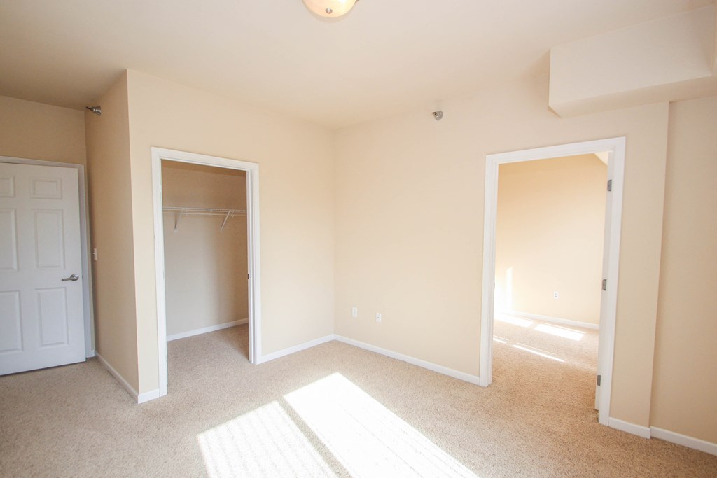 a bedroom with a closet