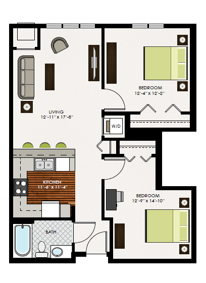 O Gara Floor Plan at Victoria Park and V2 Apartments, St. Paul, 55102