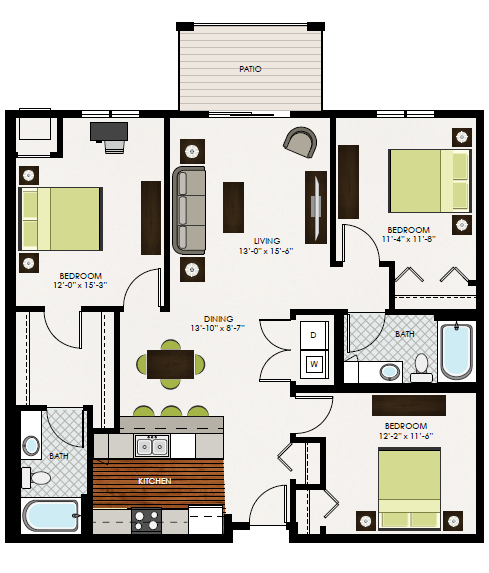 Shamrock Floor Plan at Victoria Park and V2 Apartments, Minnesota