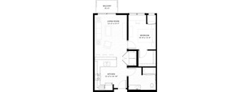 floor plan of the 1 bedroom floor
