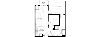 a floor plan of a small house with a bedroom and a living room