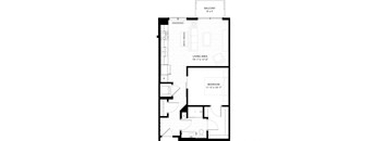 a floor plan of a 1 story floor plan with a bedroom and a garage