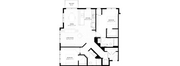 floor plan of the 2 bedroom floor plan suite of the residences
