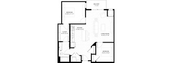 a floor plan of a small house with a bedroom and a living room