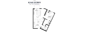 The Solera Floor Plan at The Gallery Apartments, Burnsville, 55337