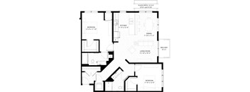 floor plan of the first level of a two story residence with an open floor plan