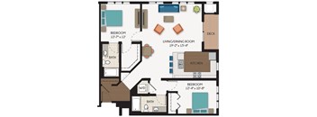 The Park Avenue Floor Plan at The Flats at Cedar Grove, Minnesota, 55122