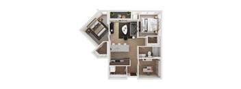 2 bed two bathroom floorplan with balcony at Jeffers Waterfront Apartments, Minnesota, 55372