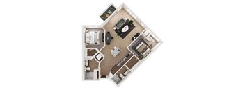 a floor plan of a house with a bedroom and a living room