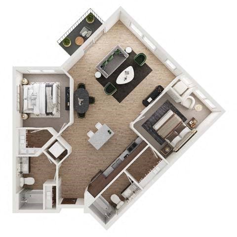 a floor plan of a house with a bedroom and a living room