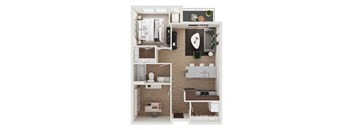 a bedroom floor plan with a bathroom and a living room