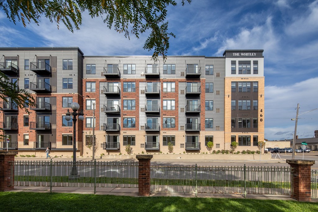 Outdoor exterior view of The Whitley apartment building. at The Whitley, St. Paul, MN